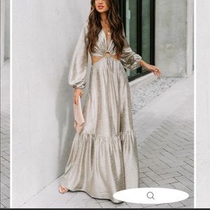 VICI Shine Bright Metallic Cutout Maxi Dress - Small
